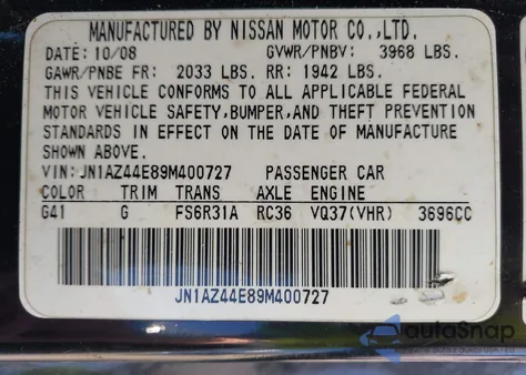 2009 Nissan 370Z from USA, damaged, VIN JN1AZ44E89M400727
